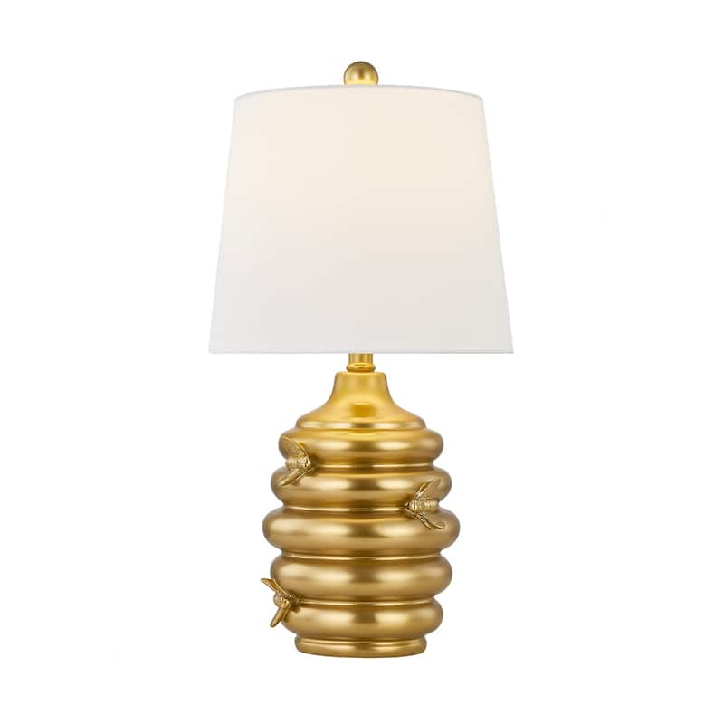20"H Gold Resin Honeycomb Table Lamp With Shade - 11" x 11" x 20"