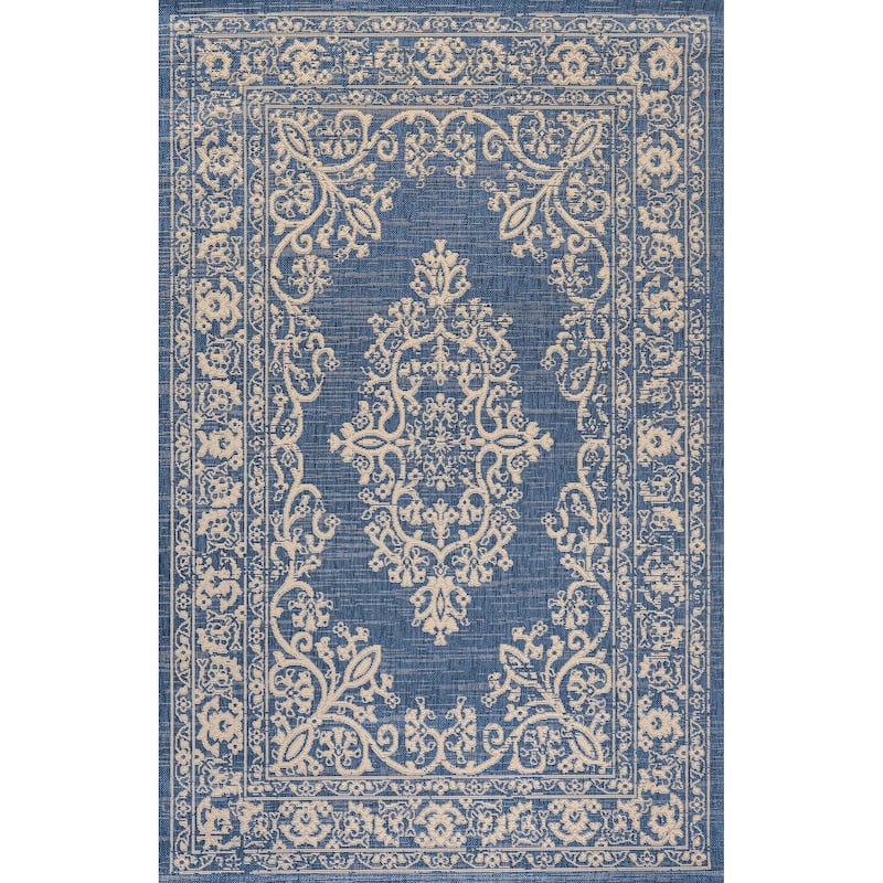 JONATHAN Y Tuscany Filigree Indoor/Outdoor Area Rug - 5 X 8 - Blue/Beige