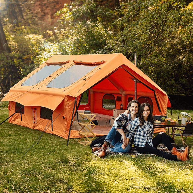 EROMMY Inflatable Tent with Chimney Opening, 8-10 Person Air Glamping Tent