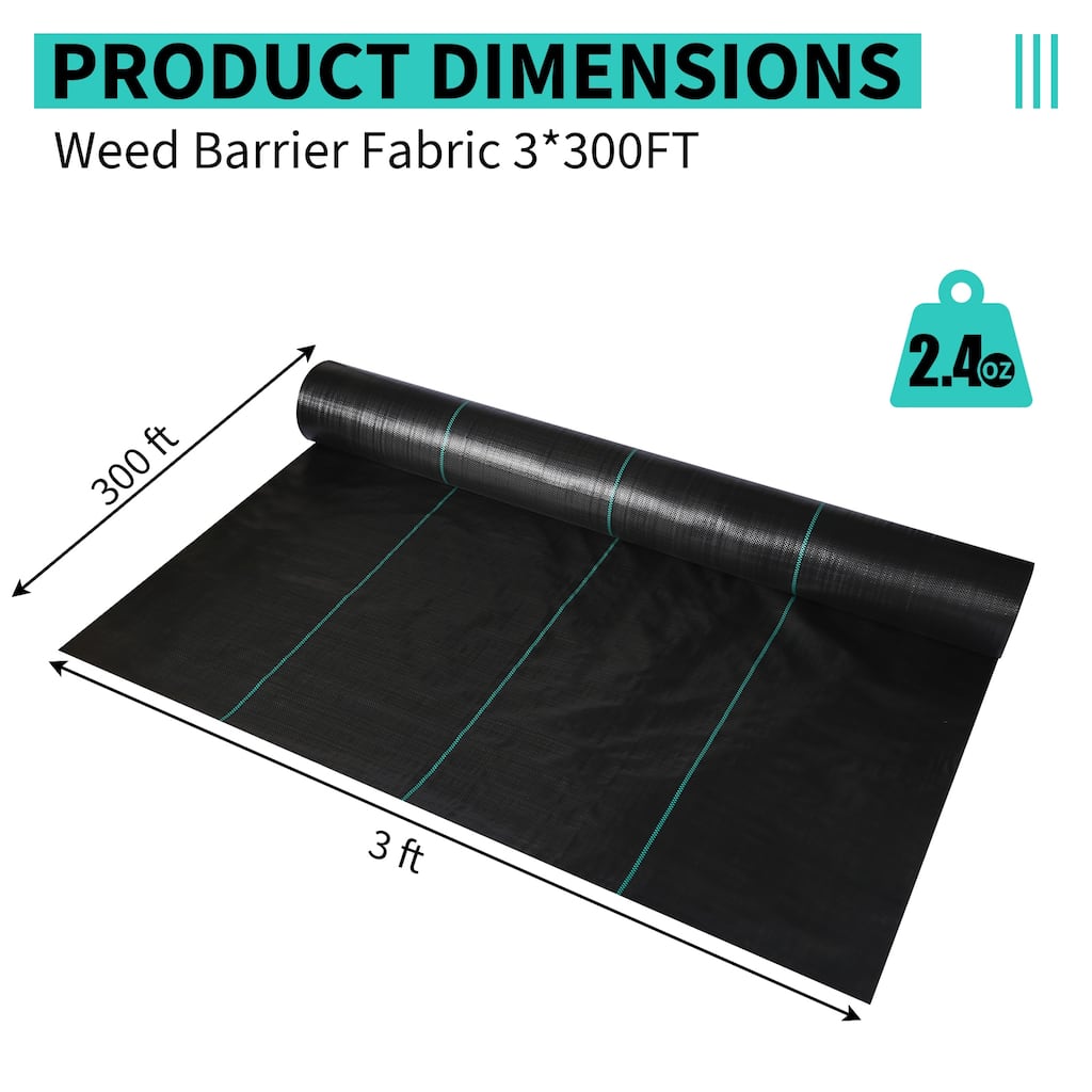 Weed Barrier Fabric, Heavy Duty Landscape Weed Block Fabric, Woven Driveway Garden Cloth for Yard