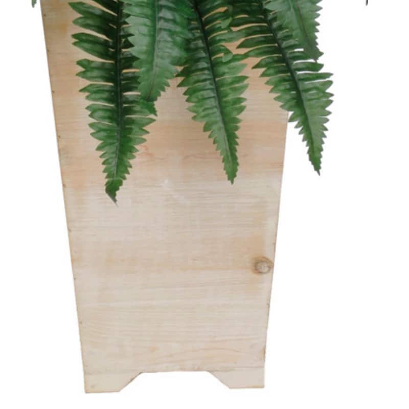 Faux Fern in Tall Washed-Wood Planter