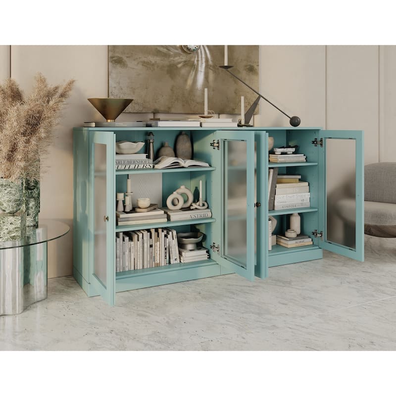 Palace Imports 100% Solid Wood 64" Sideboard with Frosted Glass Doors and Adjustable Shelves