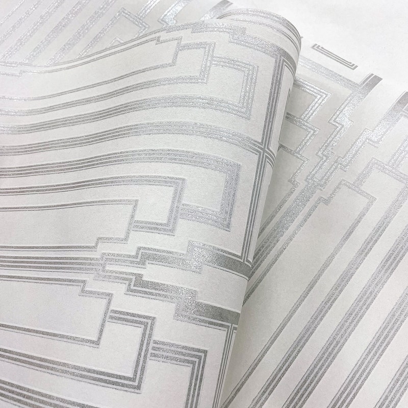 Seabrook Designs Manhattan Nonwoven Unpasted Wallpaper - 27 in. W x 27 ft. L - Silver