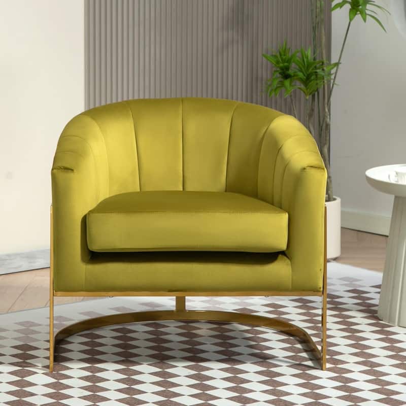 Modern Accent Armchair Luxury Gold Frame and Multi-colored Velvet Material Infuse Elegant Flair