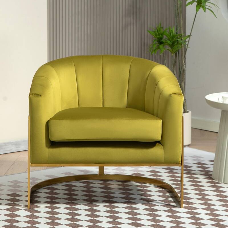 US Pride Furniture Modern Accent Armchair Luxury Gold Frame and Multi-colored Velvet Material Infuse Elegant Flair - Olive Green