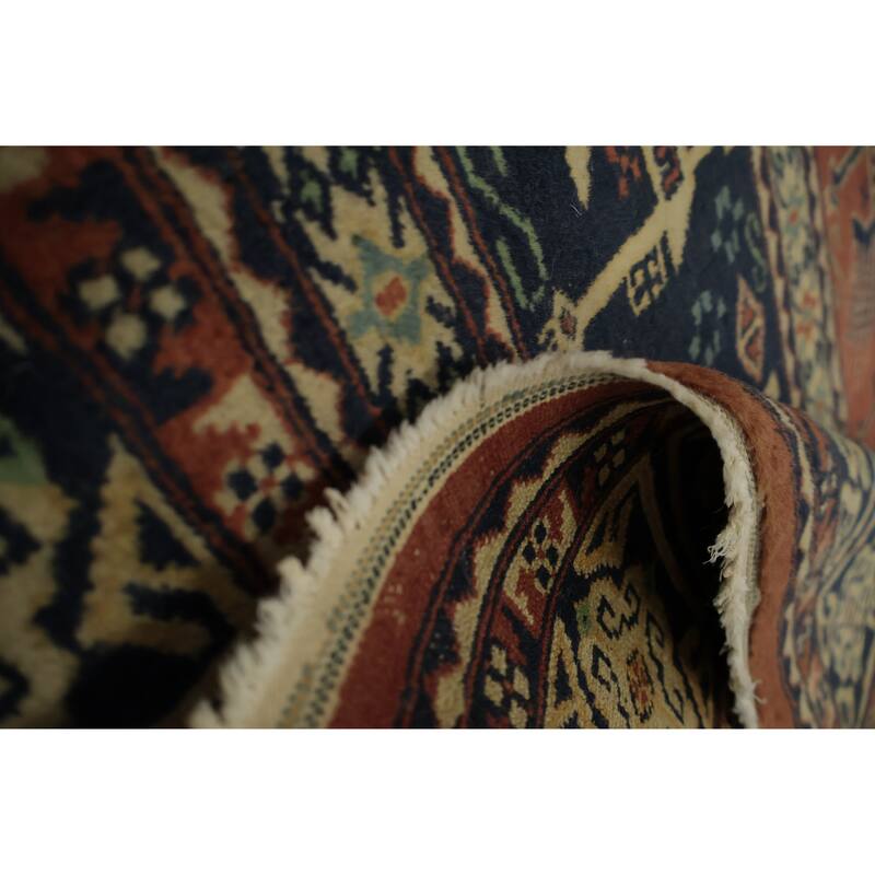 Hand Knotted Oriental 100% Wool Carpet Traditional Tribal Oranges & Rust Bokhara Area Rug - 4' 8'' X 3' 2''