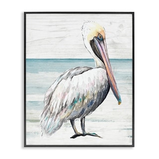 Stupell Rustic Pelican Bird Beach Shoreline Portrait Framed Wall Art ...