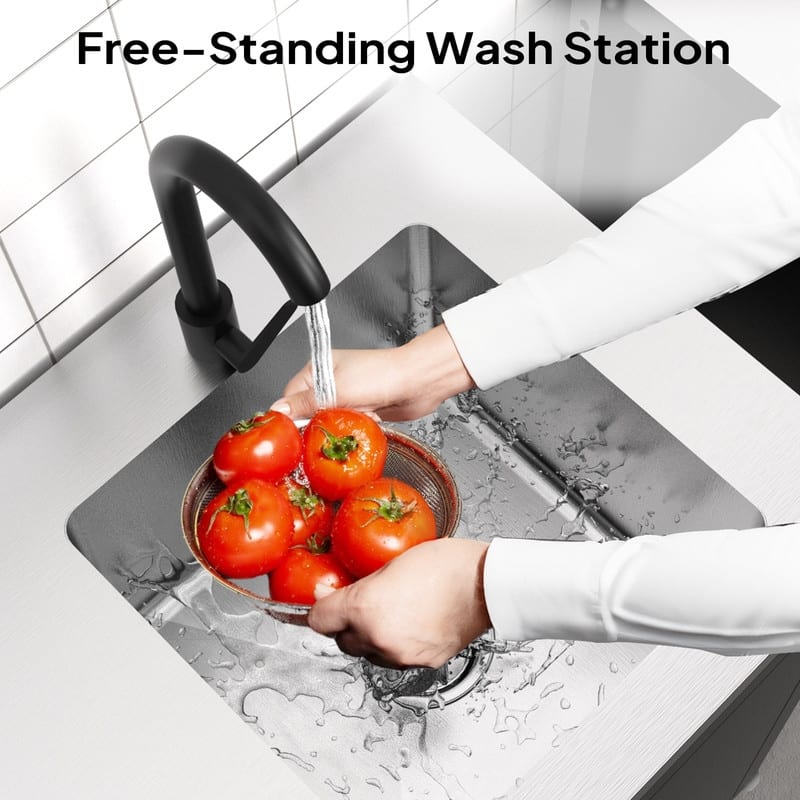 34.5 In. Heavy-Duty Freestanding Stainless Steel Utility Sink With Cabinet And Wheels