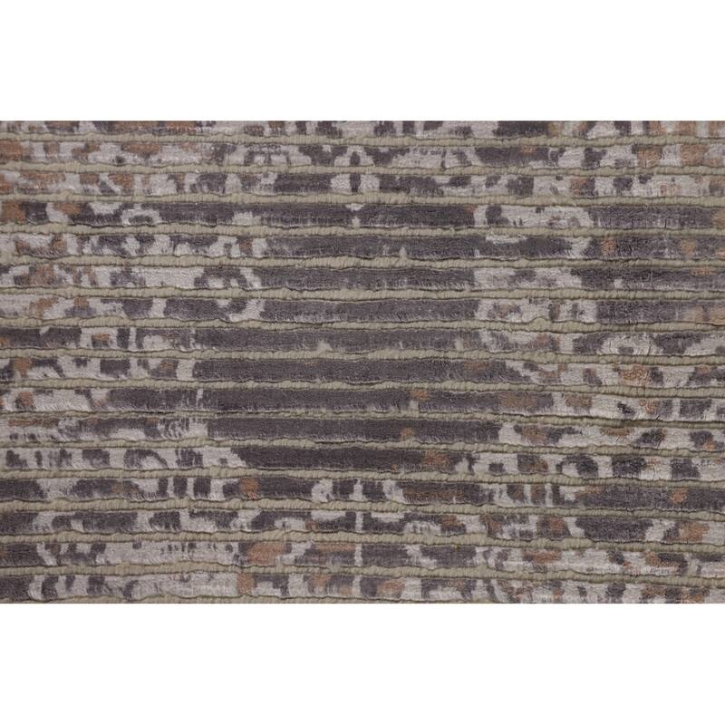 Beige Modern Area Rug Hand-Knotted Abstract Wool Carpet - 6'6"x 9'9"