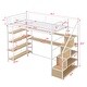 preview thumbnail 4 of 10, Twin Size Metal Loft Bed with Desk and Shelves, Space-Saving Design, White