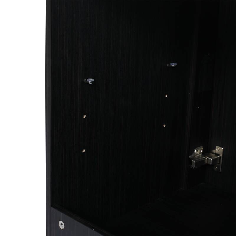 24" Bathroom Vanity with Soft-Close Doors and Spacious Storage, Black Chestnut Finish, Freestanding Design, Vanity Base Only
