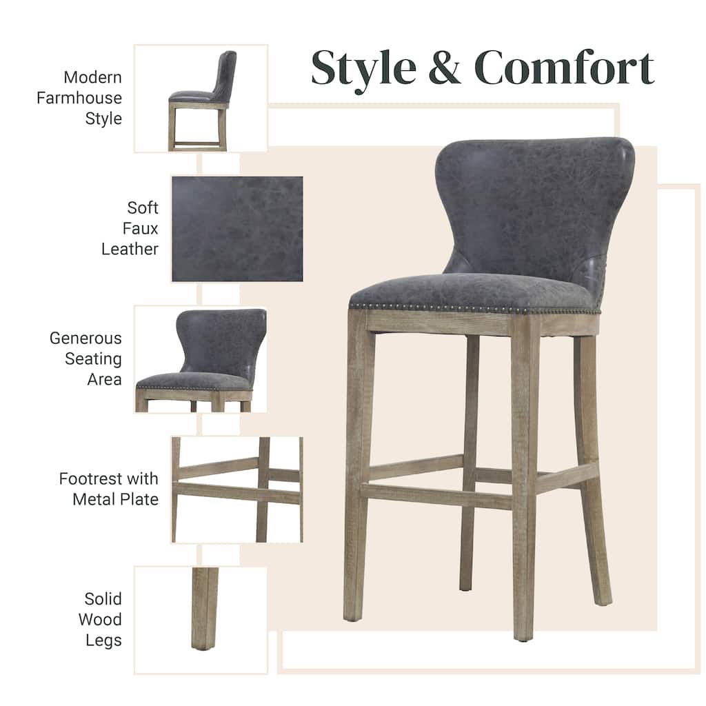 NPD Furniture Dorsey Brown and Grey Nubuck Bar Stool