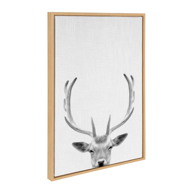Kate and Laurel Sylvie Deer Portrait Framed Canvas by Simon Te Tai - 23x33 - Plastic - Natural