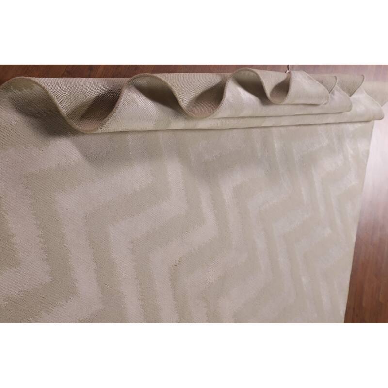 Chevron Style Modern Indian Area Rug Hand-Knotted Wool Carpet - 6'0"x 8'9"