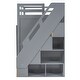 preview thumbnail 16 of 18, Gray Twin Size Solid Wood Modern Loft Bed with Storage Stairs and Wardrobes