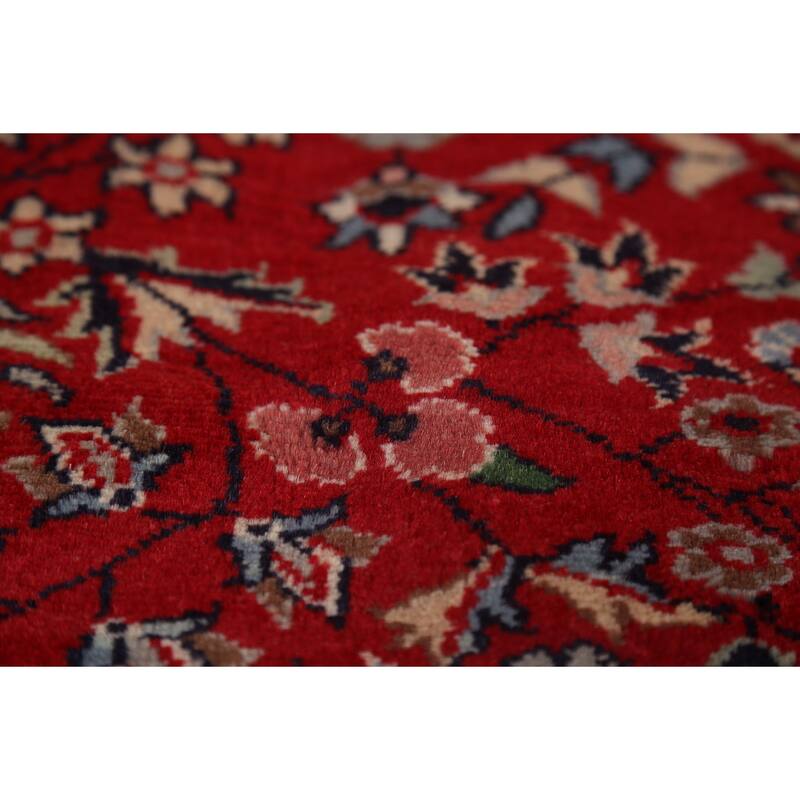 Floral Red Kashan Indian Area Rug Handmade Wool Carpet - 6'1"x 9'4"