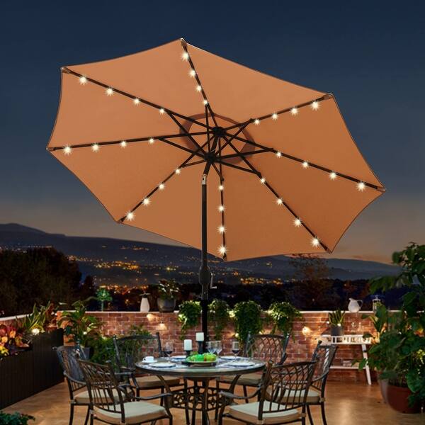 9 foot solar patio umbrella Nearly Natural 24