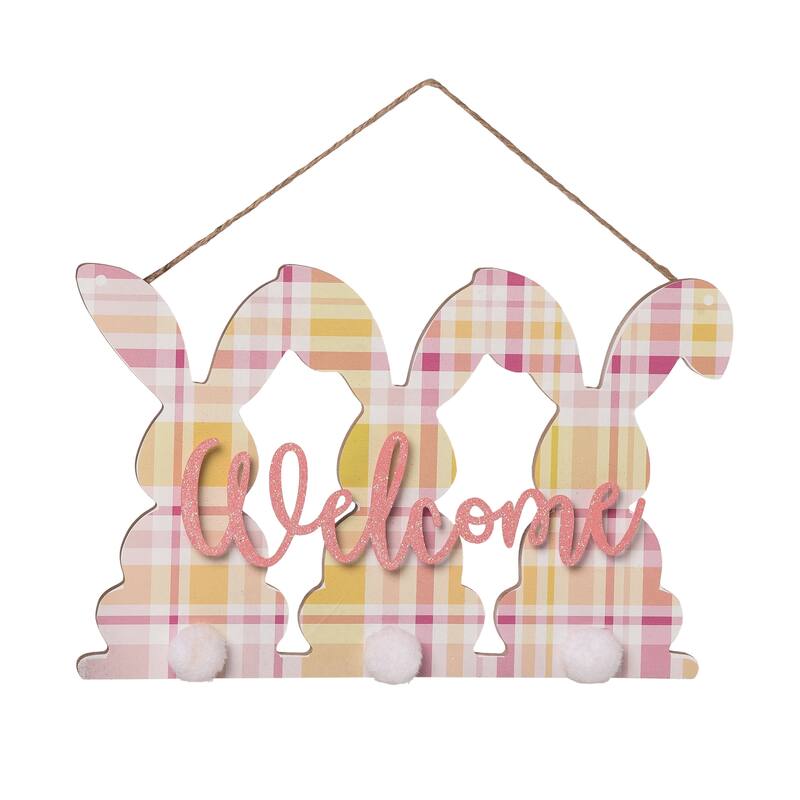 Transpac Wood 11.81" Multicolor Easter Bunny Shaped Wall Decor