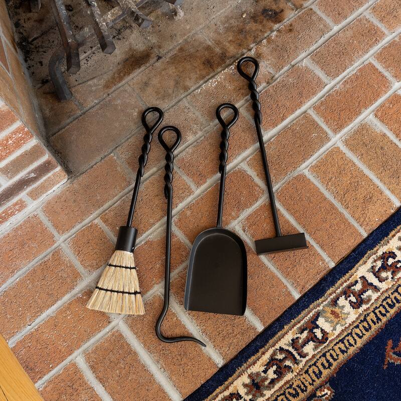 Achla Designs Mini Rope Design Fireplace Shovel Tool, 18 Inch Tall, Black