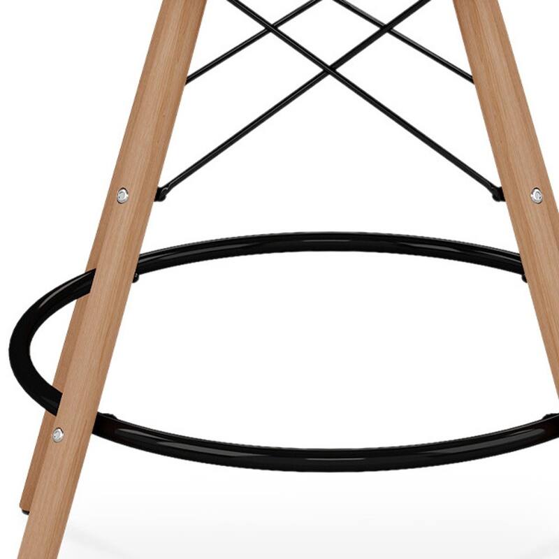 HomeRoots 28" White And Brown Heavy Duty Plastic And Solid Wood Low Back Counter Height Bar Chair