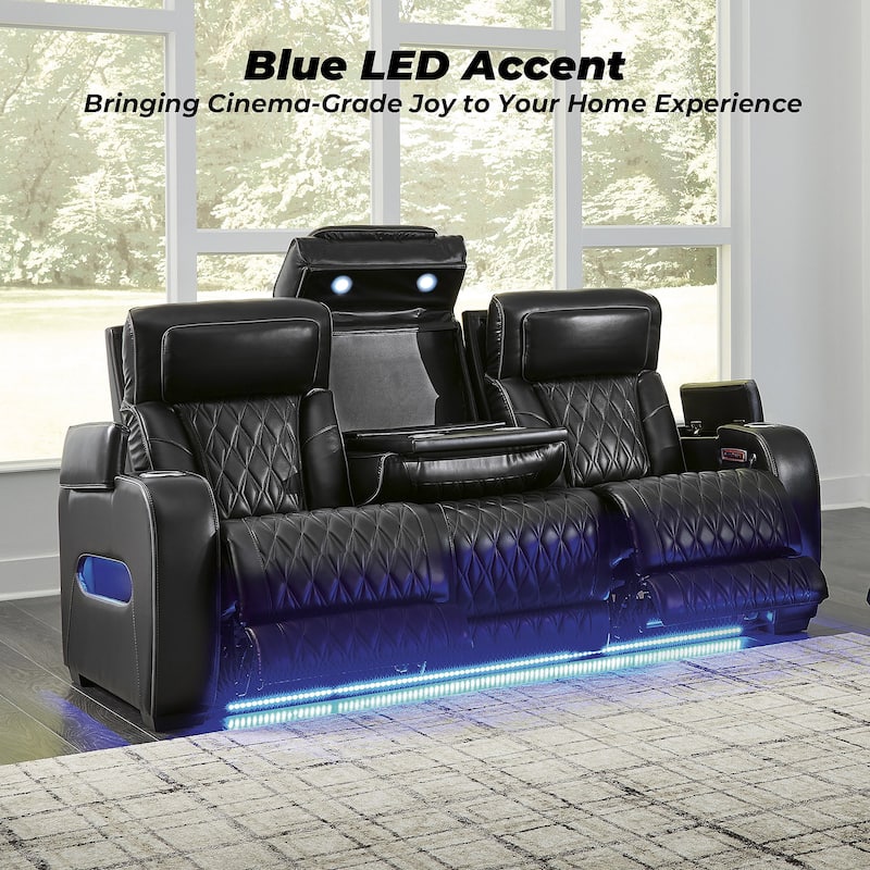 Signature Design by Ashley Boyington Black Power Reclining Sofa - 86"W x 38"D x 44"H