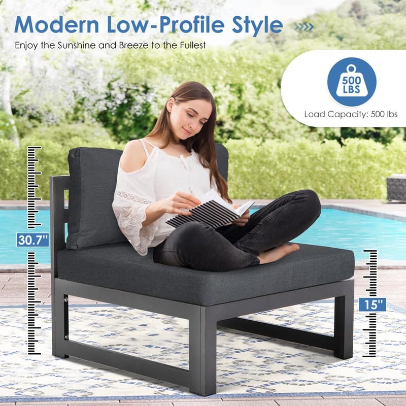 FINCATI Aluminum Outdoor Patio Furniture Conversation Sectional Sofa Set