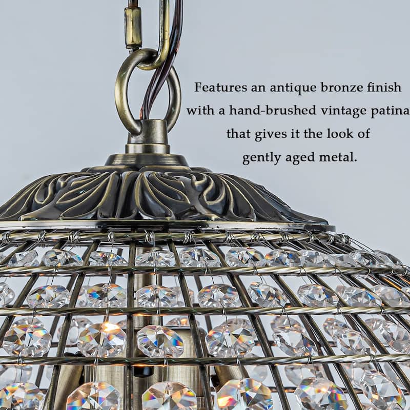 DancyHome 1/3-Light Retro Antique Bronze Crystal Globe Chandelier Small Sphere Pendant Light