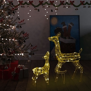 vidaXL Acrylic Reindeer Family Christmas Decoration 160 LED Warm White ...