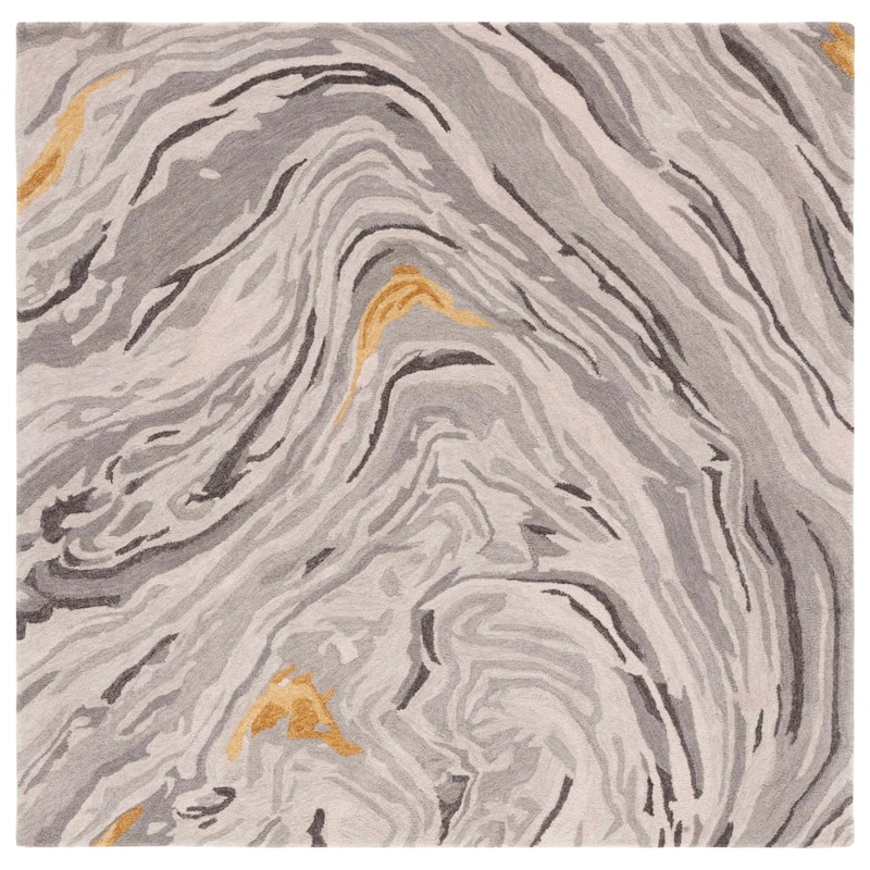 SAFAVIEH Handmade Soho Brittanie Modern Wool Rug - 6' Square - Grey/Gold