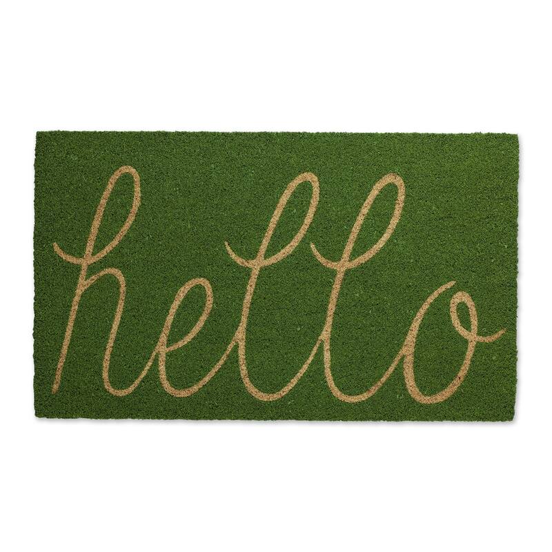 DII Yellow Hello Doormat - 18 x 30 - Green