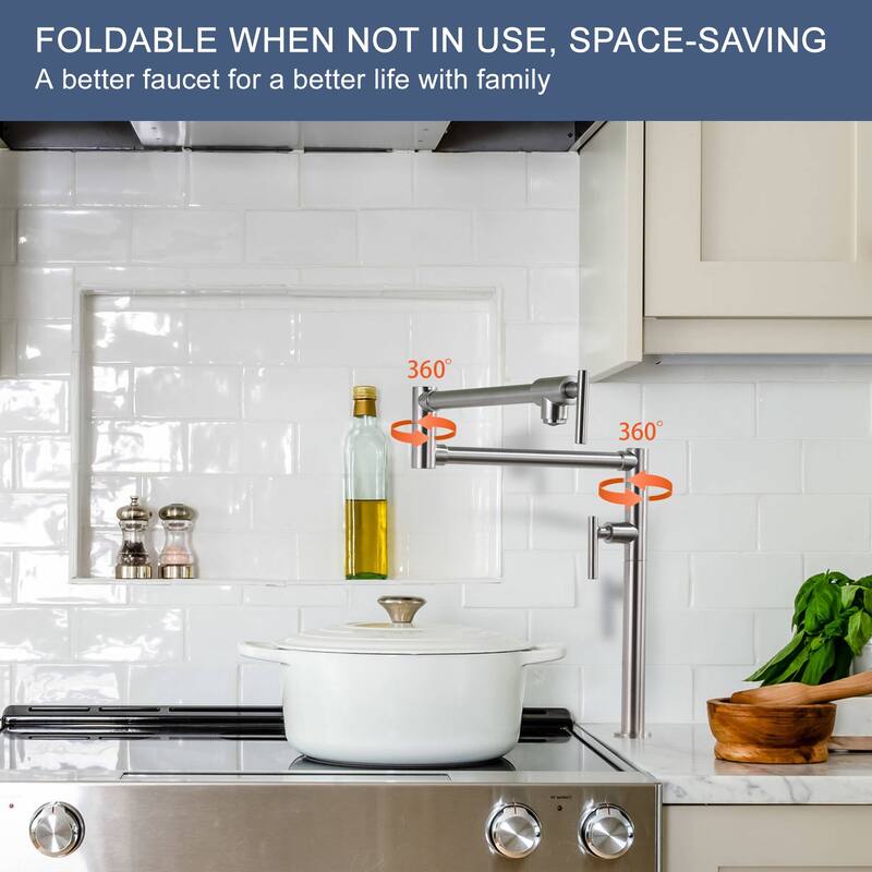 WOWOW Deck Mount Double Handle Pot Filler Faucet