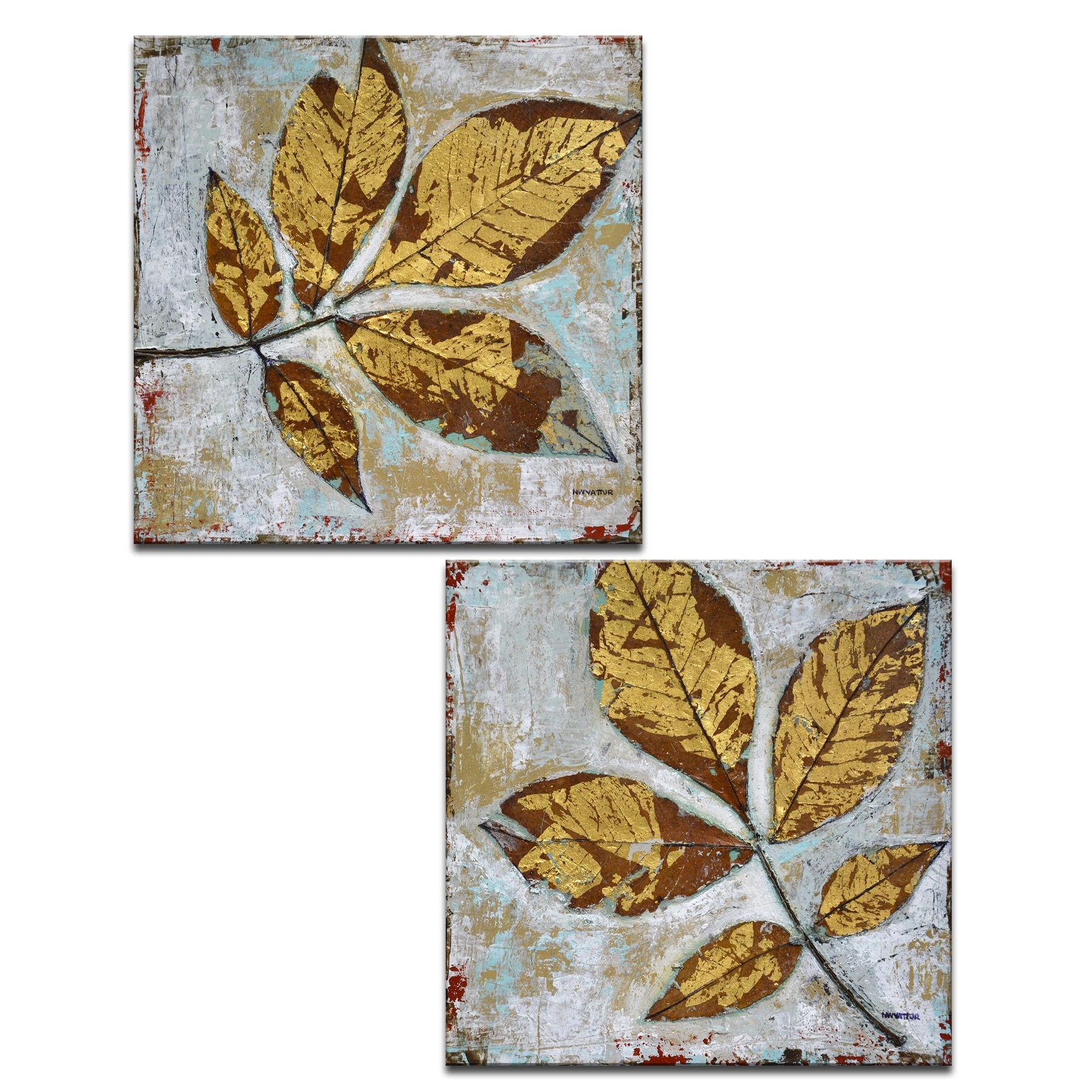 Gilded Autumn Leaves 2 Pc Wrapped Canvas Wall Art Set By Norman Wyatt Jr On Sale Overstock 13254081