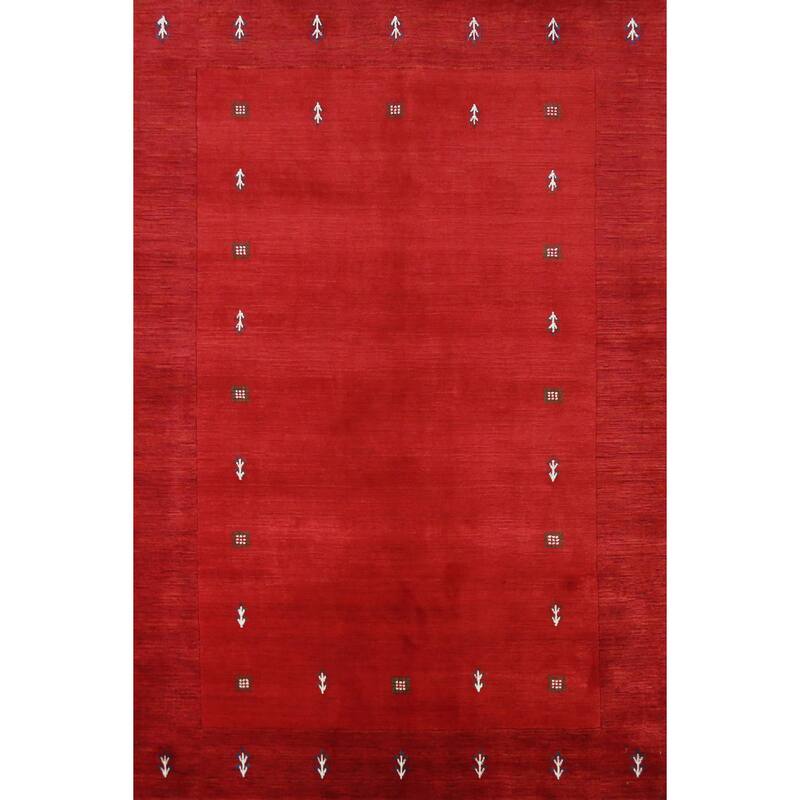 Hand Knotted Oriental 100% Wool Carpet Tribal Tribal Red Gabbeh Area Rug - 7' 6'' X 5' 4''