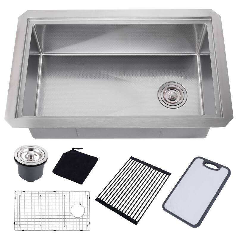 WOWOW Drop-in Single-Bowl Kitchen Sink with Honeycomb Design - 30 X 18 inch