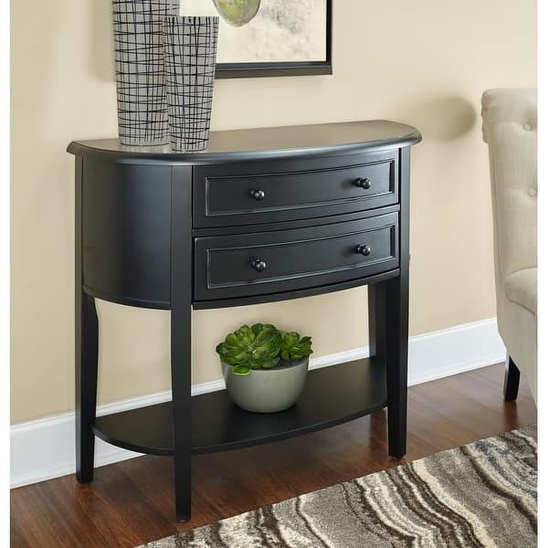 Powell Home Fashions 502 515 Demilune 37 9 10 Inch Wide 2 Drawer Console Table Antique Black N A Powell Home Fashions 502 515 Demilune 37 9 10 Inch Wide 2 Drawer Console Table Antique Black N A