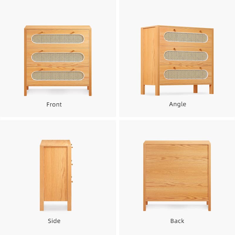 Moasis 4-6-Drawer Dresser Chest Drawer Storage Cabinet Rattan Wood Closet