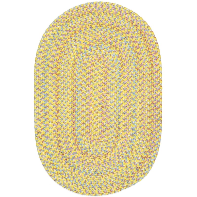 Rhody Rug Playful Indoor/Outdoor Braided Area Rug - 4' x 6' Oval - Yellow