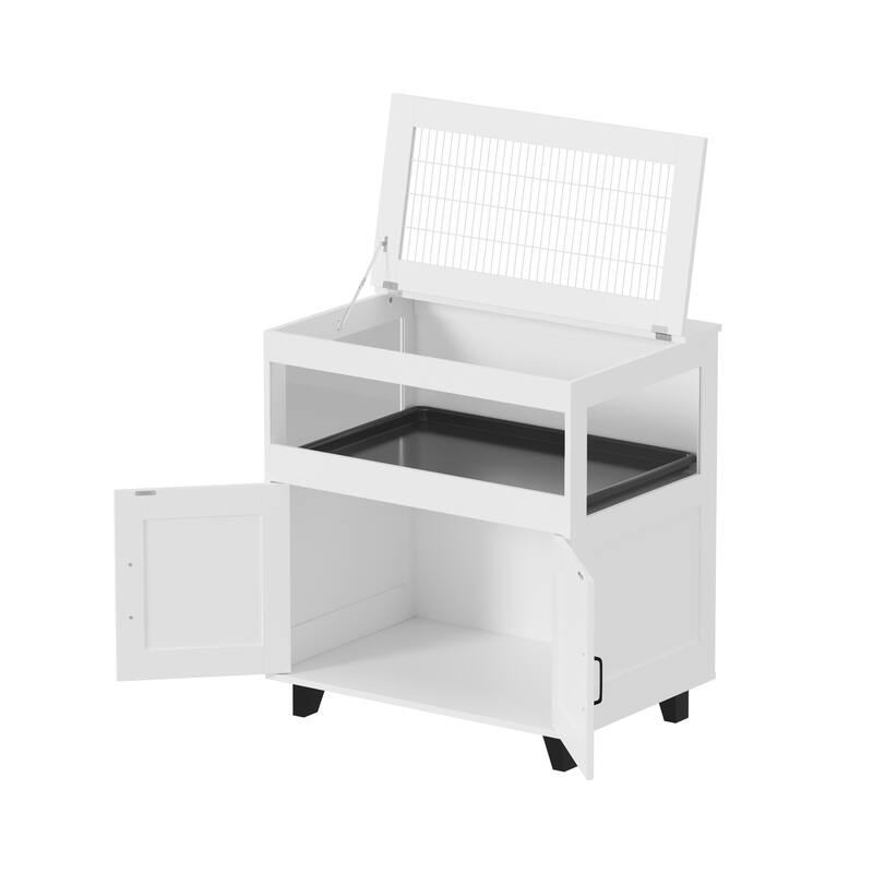 Home-Friendly White Pet Cage,Space-Saving with Storage,Clear-View Top & Enclosure,Rabbit,Hamsters,Guinea Pigs