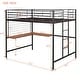 preview thumbnail 8 of 8, Black Full Size Metal Loft Bed with Desk, Ladder & Grid