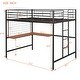 preview thumbnail 8 of 8, Full Size Metal Loft Bed with Integrated Desk and Decorative Grid ,Sturdy Construction, Clean-Line Design