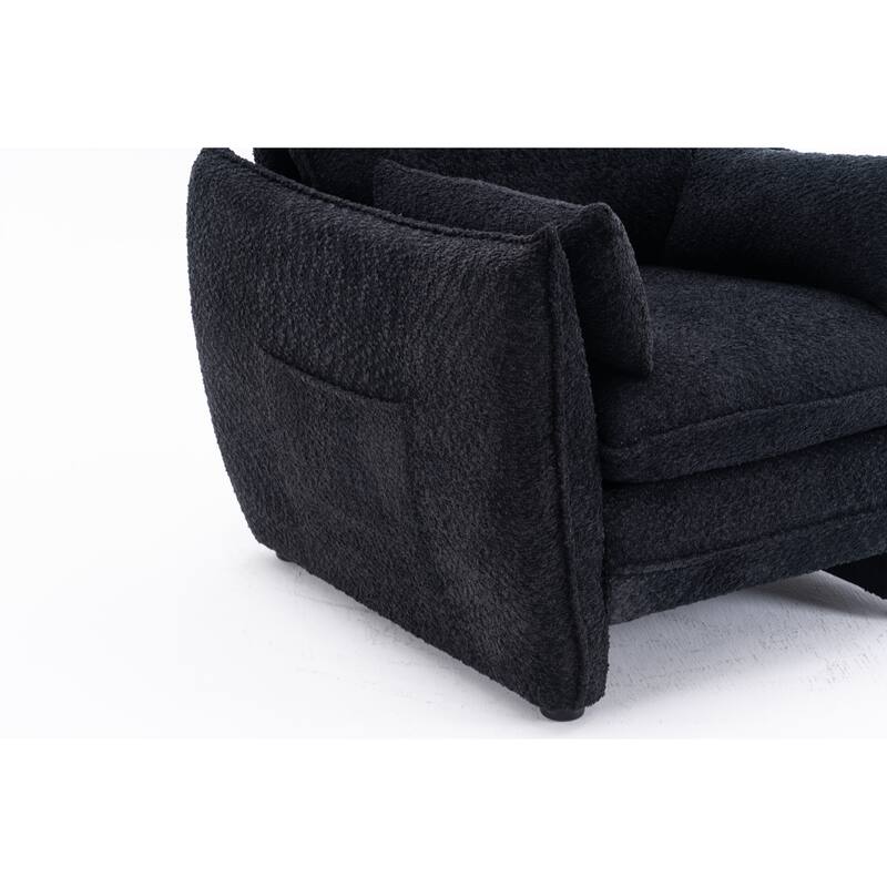 Chenille Sharp-Angle Accent Chairs with Steel Frame and Tool-Free Assembly
