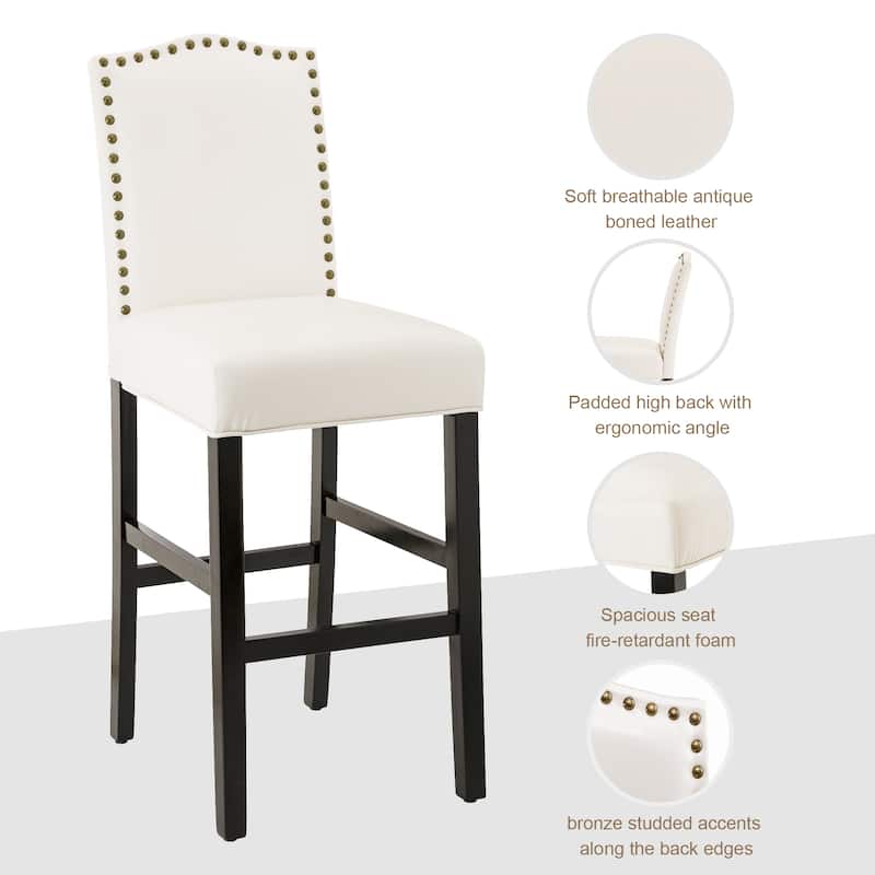Glitzhome Set of 4 45"H PU Riveted Upholstered Pub/ Bar chairs Bar Stools