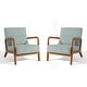 preview thumbnail 47 of 141, 25" W Mid Century Upholstered Wood Accent Chair with Pillow set of 2