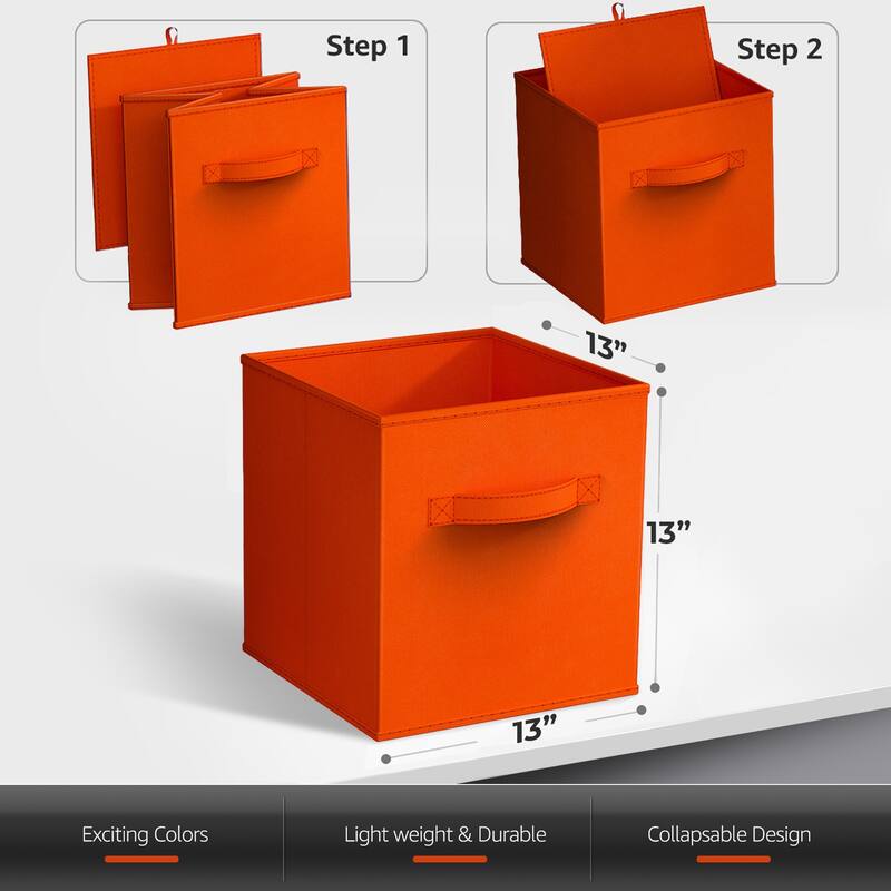 Sorbus Large Foldable Storage Bins - Fabric Cubes 8 Pack - 13"L x 13"W x 13"H