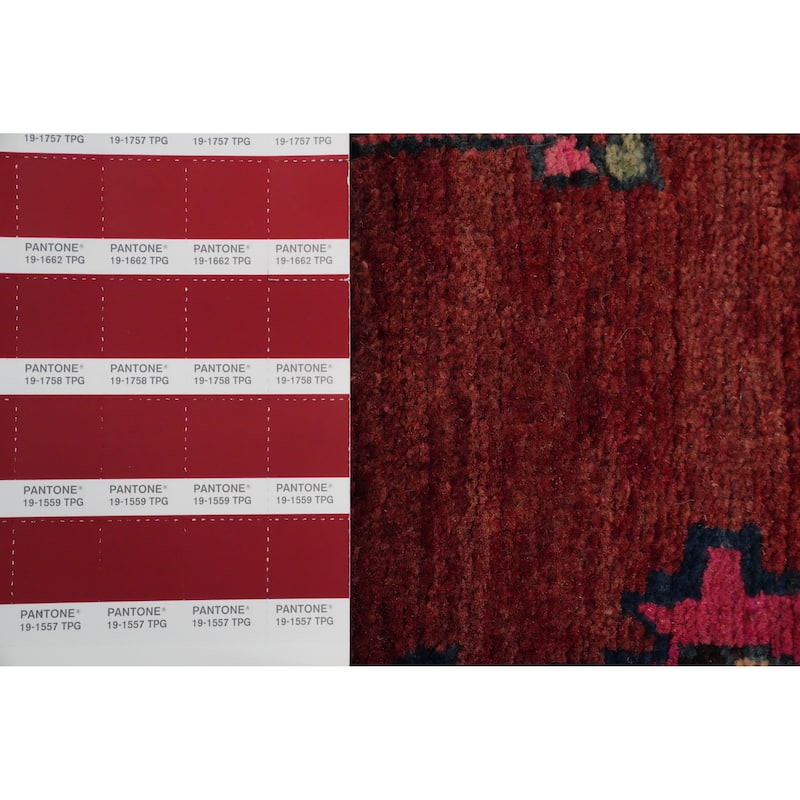 Hand Knotted Oriental 100% Wool Carpet Traditional Geometric Red Heriz Runner Rug - 10' 7'' X 3' 9''