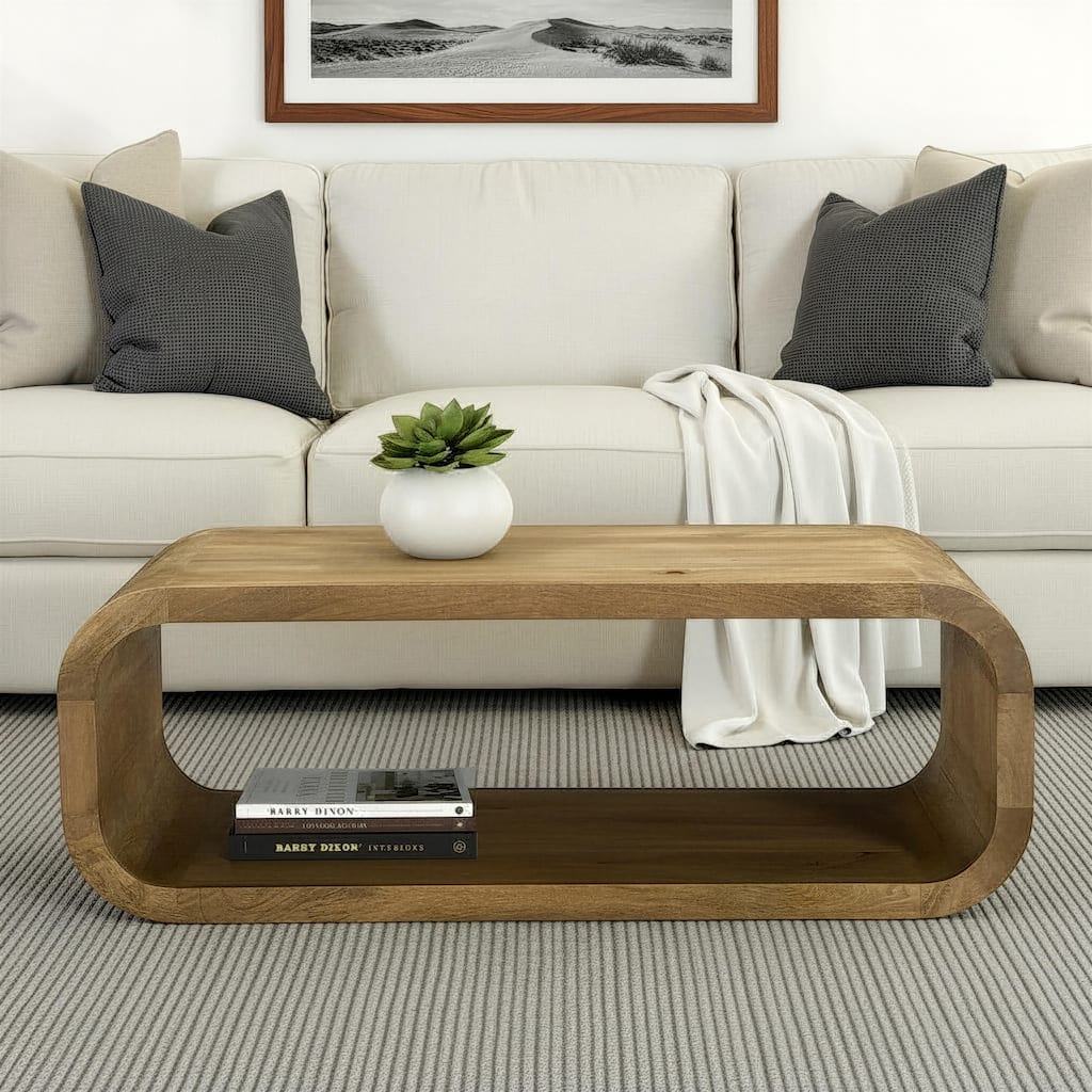 Larkora Contemporary Rectangular Wood Storage Coffee Table by Sevita - 51"L x 23"W x 18"H