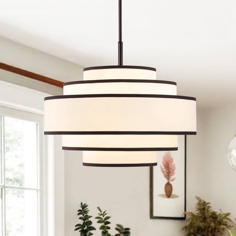 GetLedel 24" 5-Light Dimmable Tiered Drum Chandelier - Bronze