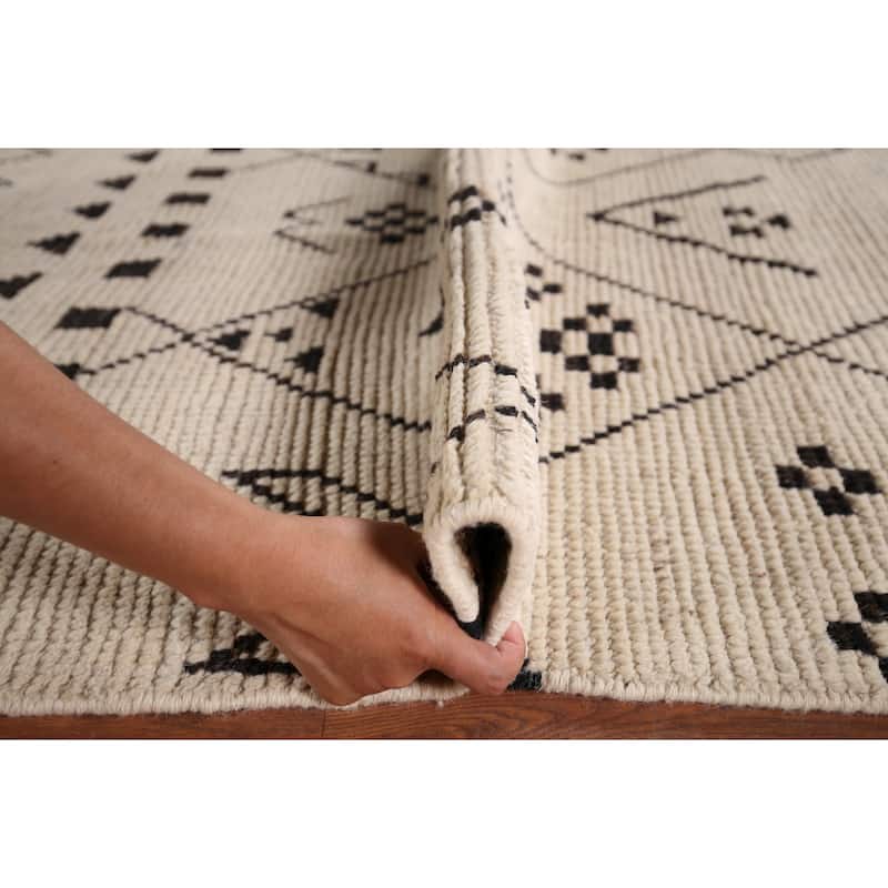 All-Over Abstract Moroccan Oriental Rug Hand-Knotted Wool Carpet - 7'8"x 10'7"
