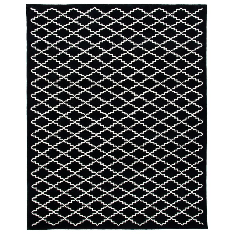 SAFAVIEH Handmade Chatham Slavna Modern Moroccan Wool Rug - 8'9" x 12' - Black/Ivory