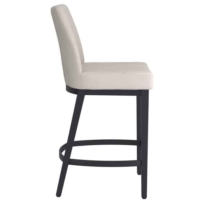 Modern Fabric and Metal 26" Counter Stool, Set of 2 - Beige and Black - N/A